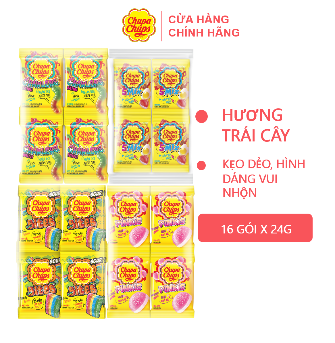Kẹo dẻo Chupa Chups (16 gói nhỏ 24g)