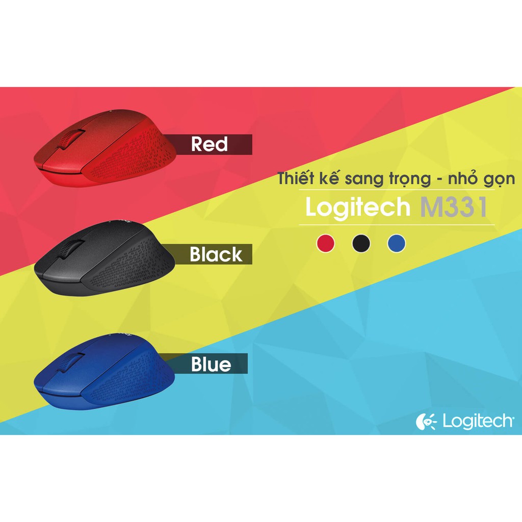 Chuột không dây không dây Logitech M331 (đen-đỏ-xám) - Bảo Hành 1 tháng