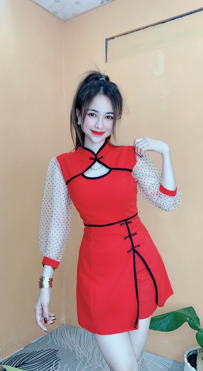 SÉT ĐẦM KÈM QUẦN - TAY ÁO PHỐI LƯỚI
