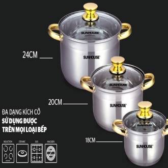 Bộ nồi inox 5 đáy Sunhouse SH781