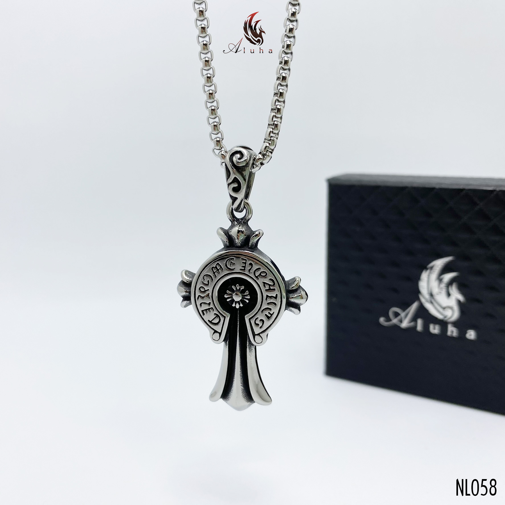 Dây chuyền Titan bản sắc nét Cross Chrome Heart - NL058 - Aluha