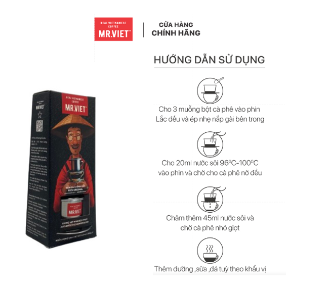 27 HỘP Cà phê MR.VIET Real - Strong - Orginal - Cà Phê Rang Xay 250g (MR.VIET Coffee Real - Strong - Original - Ground Coffee 250g)