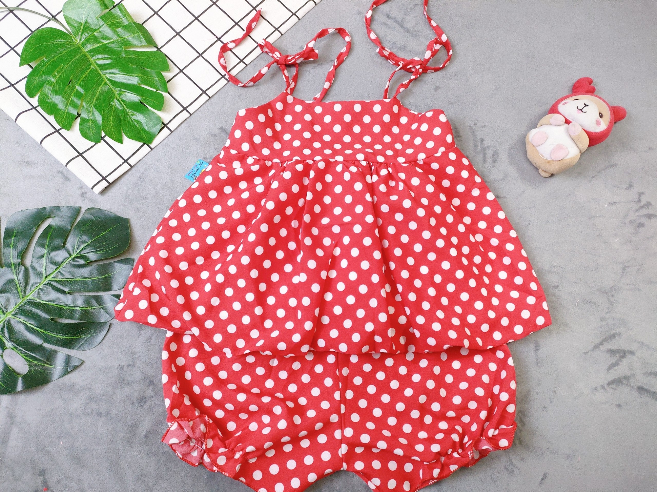 Bộ Lụa  Xếp Li Cột Dây Bé (6-18kg) (giao màu ngẫu nhiên)