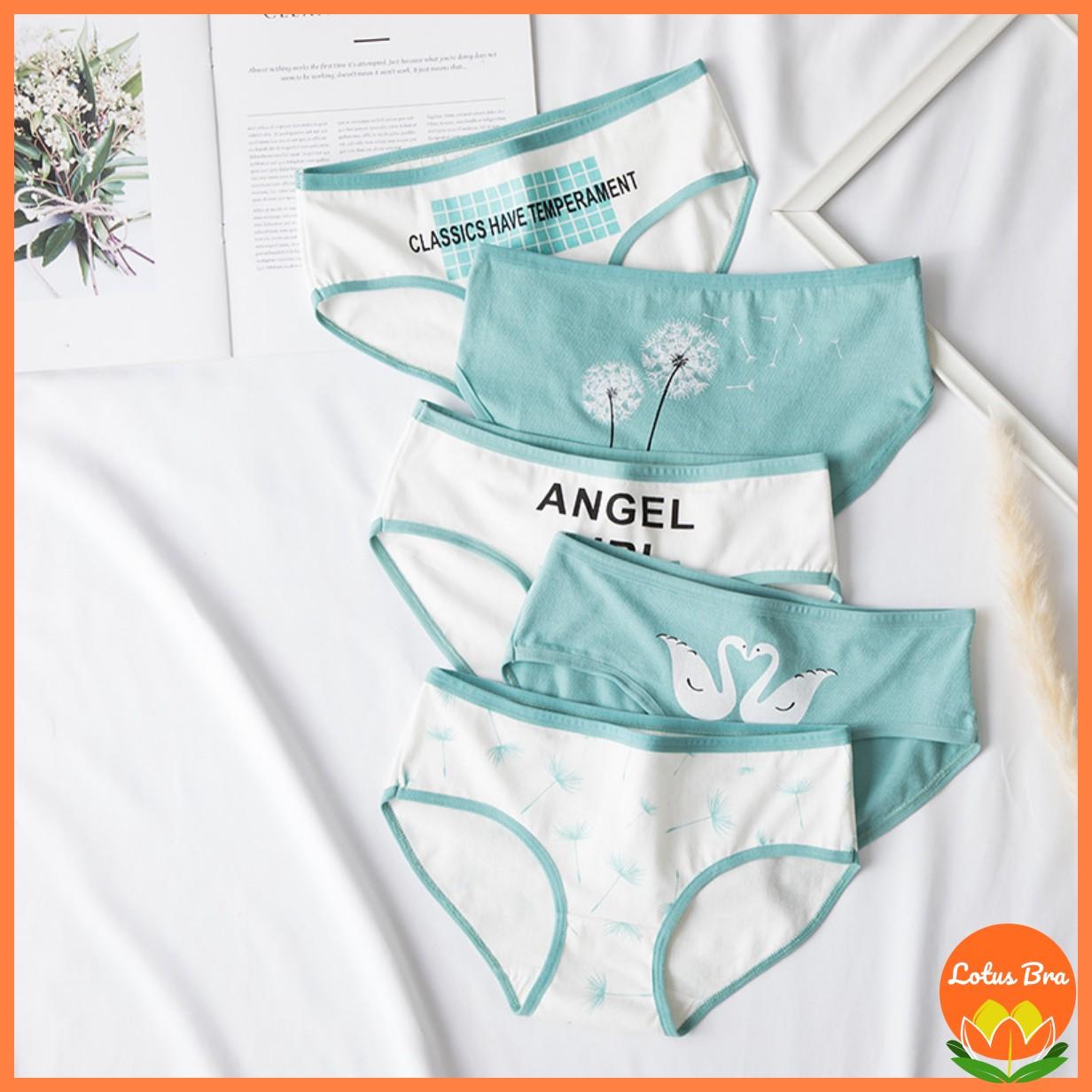 Set bộ 5 quần lót nữ cotton họa tiết Angel