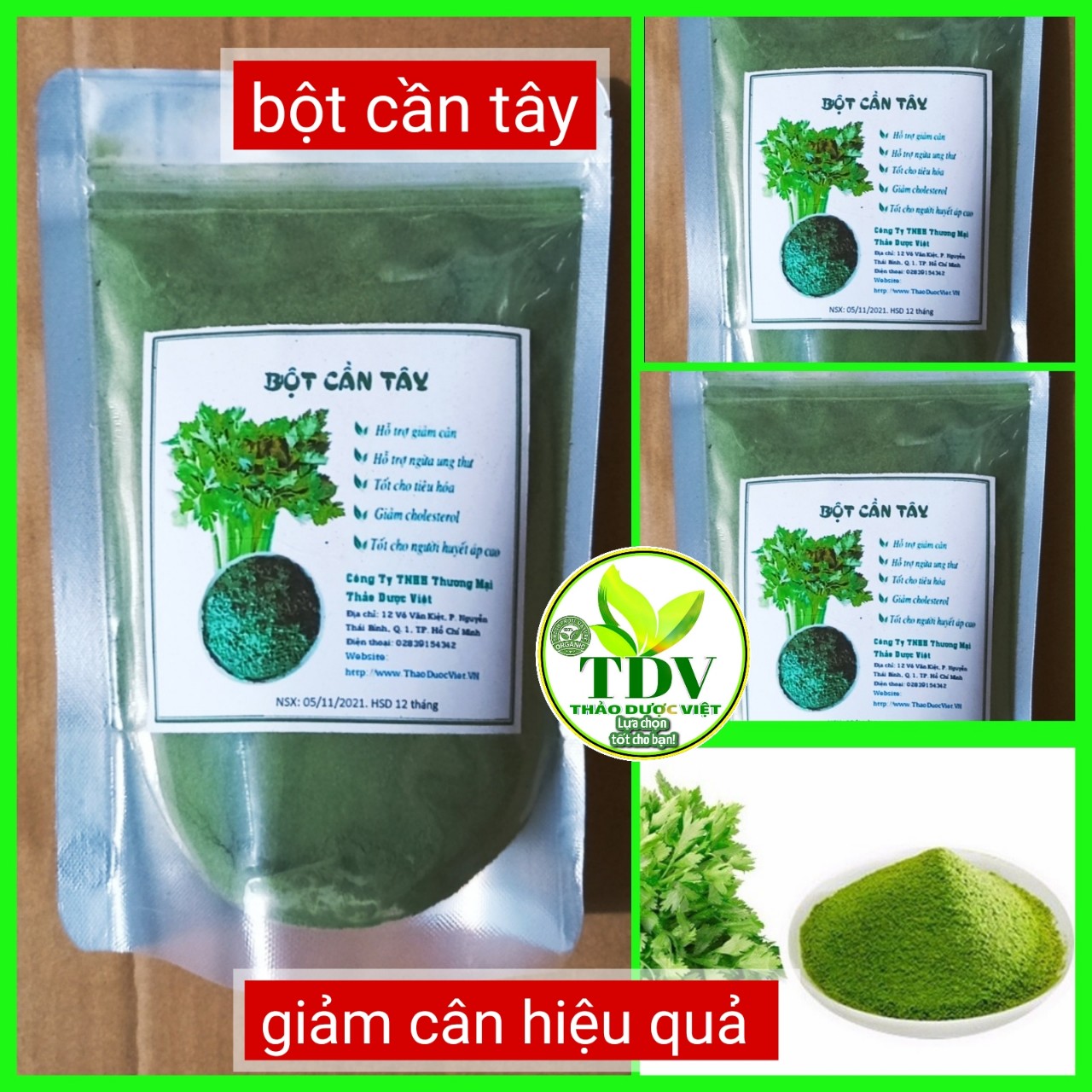 500g Bột Cần Tây nguyên chất 100% - Thảo Dược Viêt