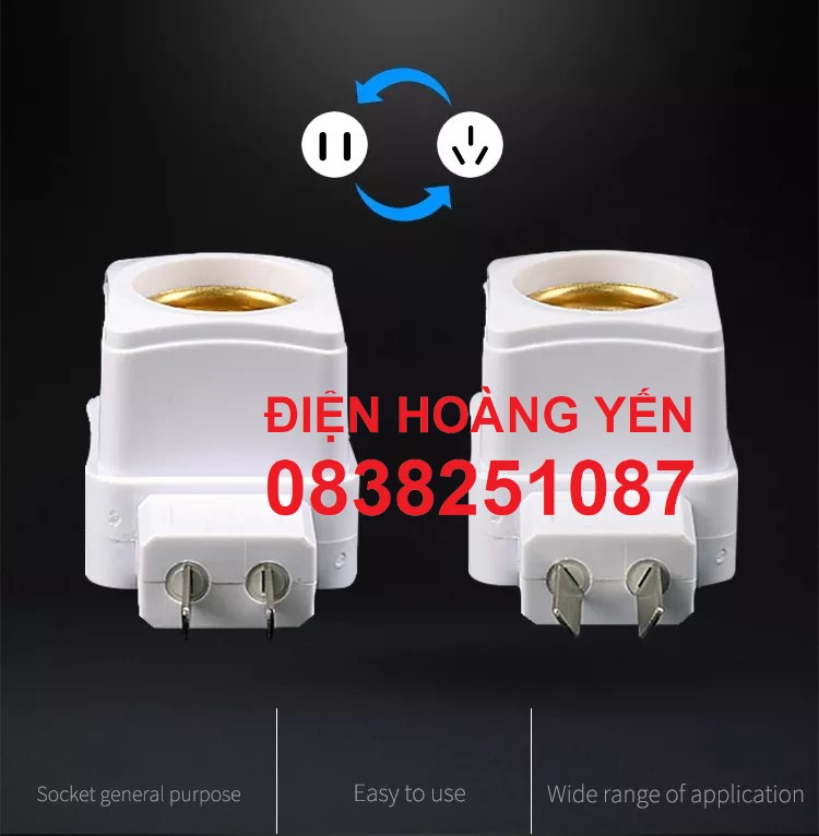 Đuôi bóng đèn có công tắc vuông E27 Hàng đẹp