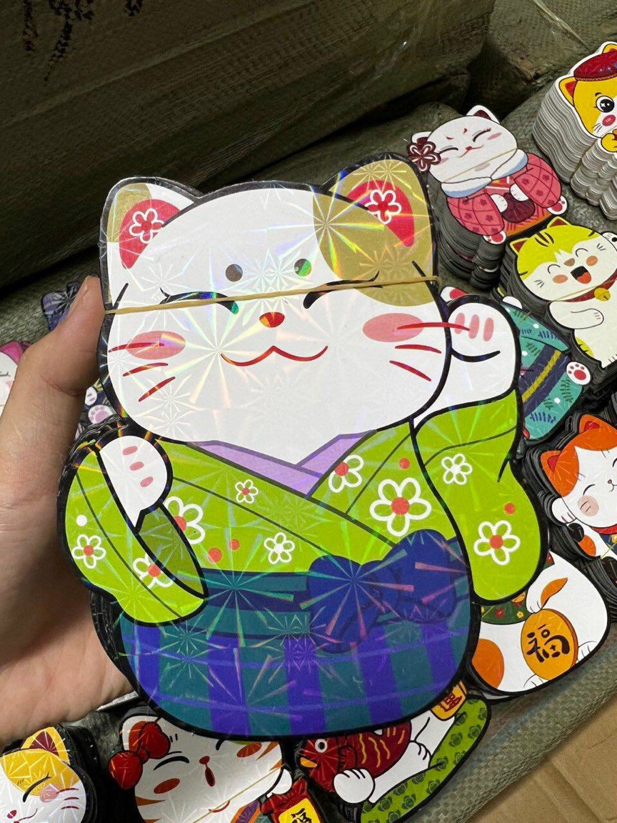 Combo 10 Bao Lì Xì Chibi Phản Quang - Bao lì xì hình mèo