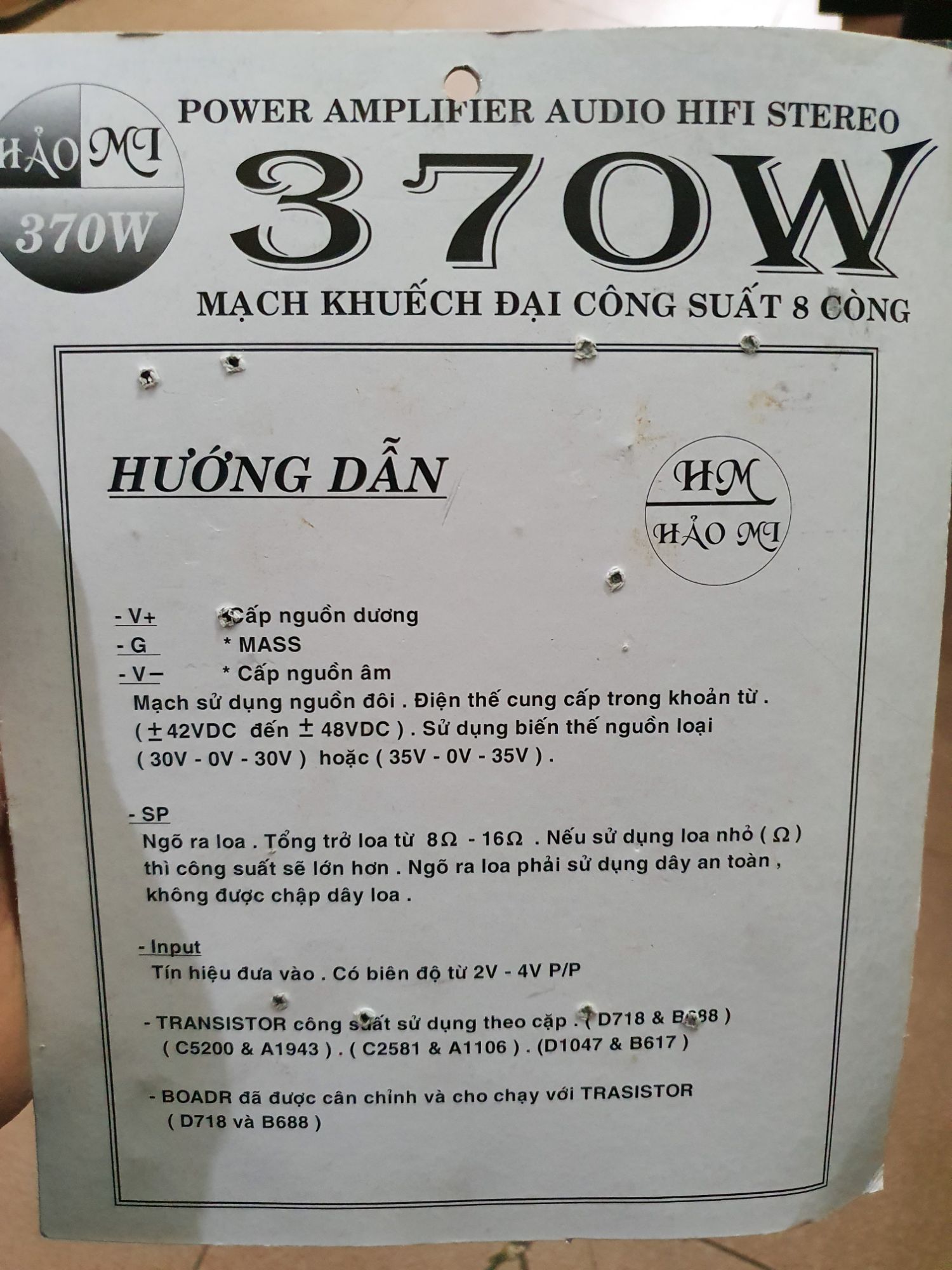 bo công suất 8 sò 2 vế 370w hiếu