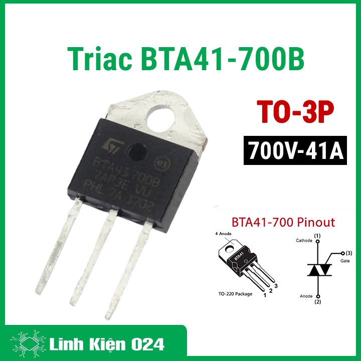 Triac bta41-700b to-3p điện áp 700v 41a