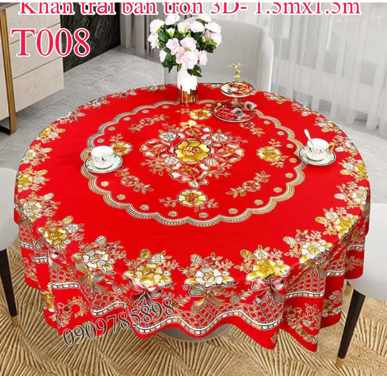 Khăn trải bàn tròn 1.5m- 1.8m- dễ lau chùi- chống thấm- khăn trải bàn tròn