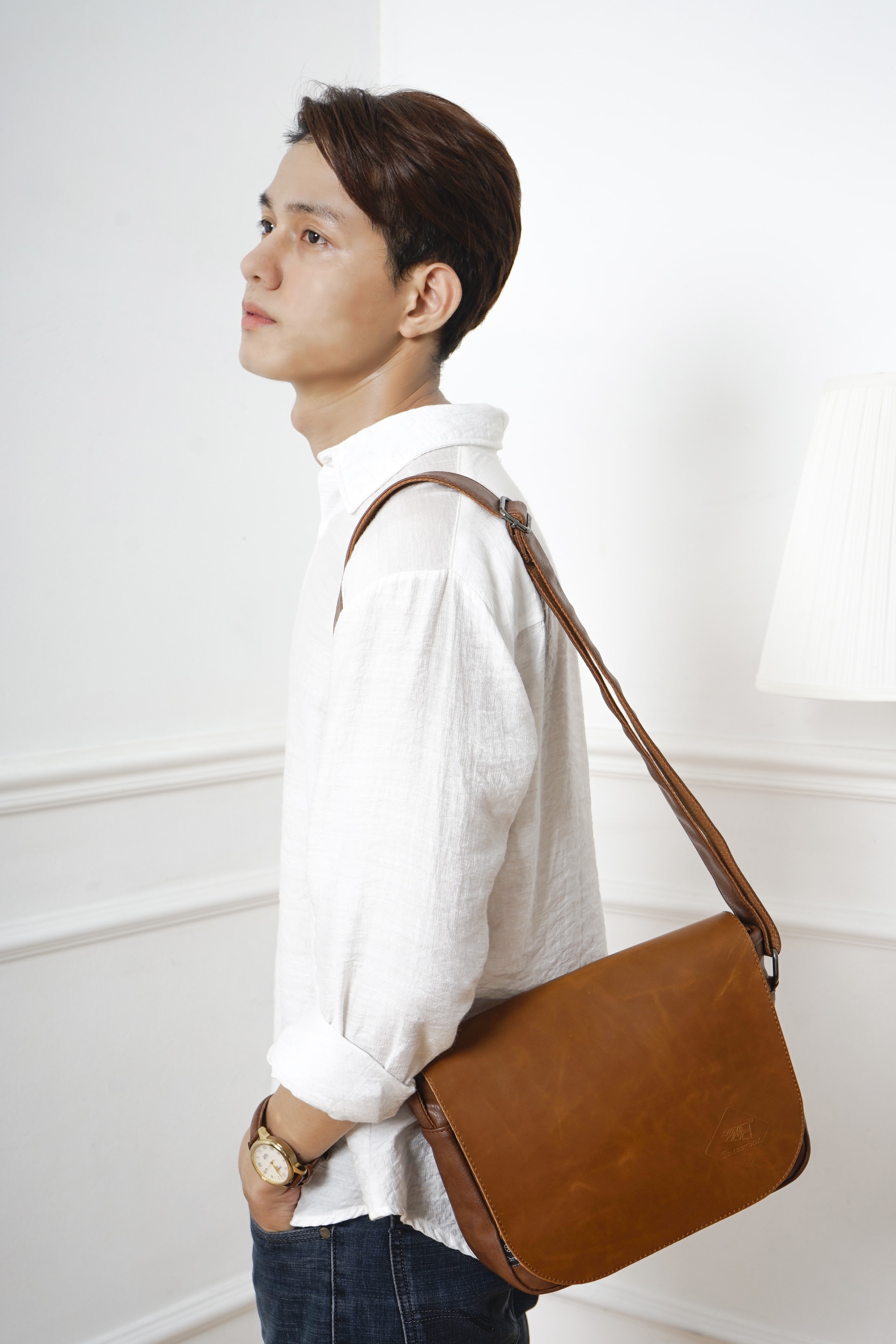 Túi chéo da Unisex Three-box - MS3512