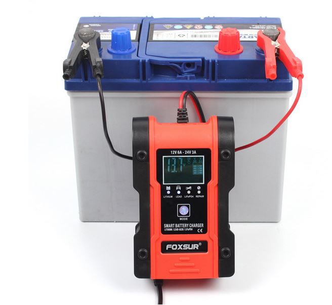 Sạc bình ắc quy 12V 24V 150AH FOXSUR sạc Pin lithium có chức năng khử sunfat MẪU MỚI 2021 sạc ắc quy ô tô xe máy thông minh tự ngắt khi đầy chống ngược cực