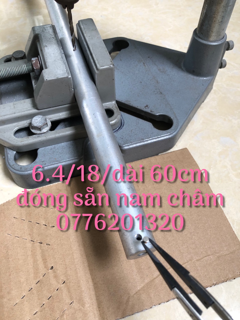 Ống nhôm 6.4 đóng sẵn nam châm/ 60cm
