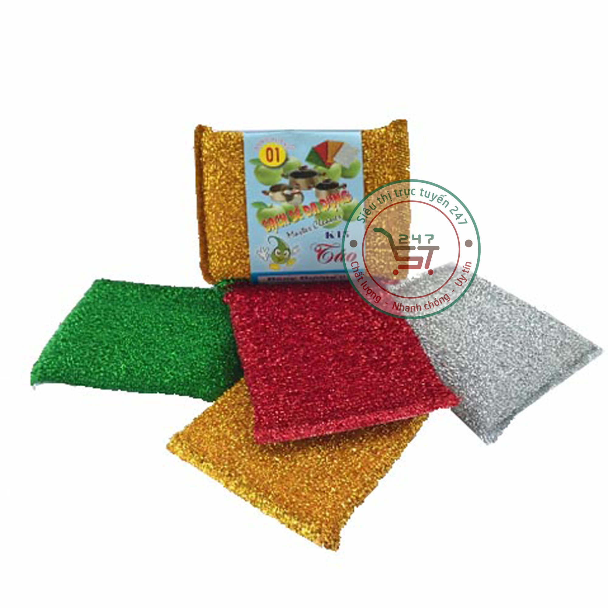 Miếng rửa chén kim tuyến tiện dụng Mút cọ rửa xoong chảo sạch giá rẻ cho gia đình bạn