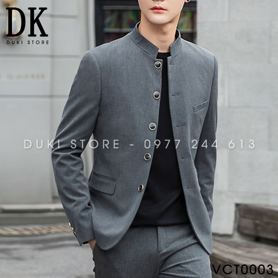 Áo vest nam cổ tàu màu xám cực cá tính VCT0003 - DUKI STORE