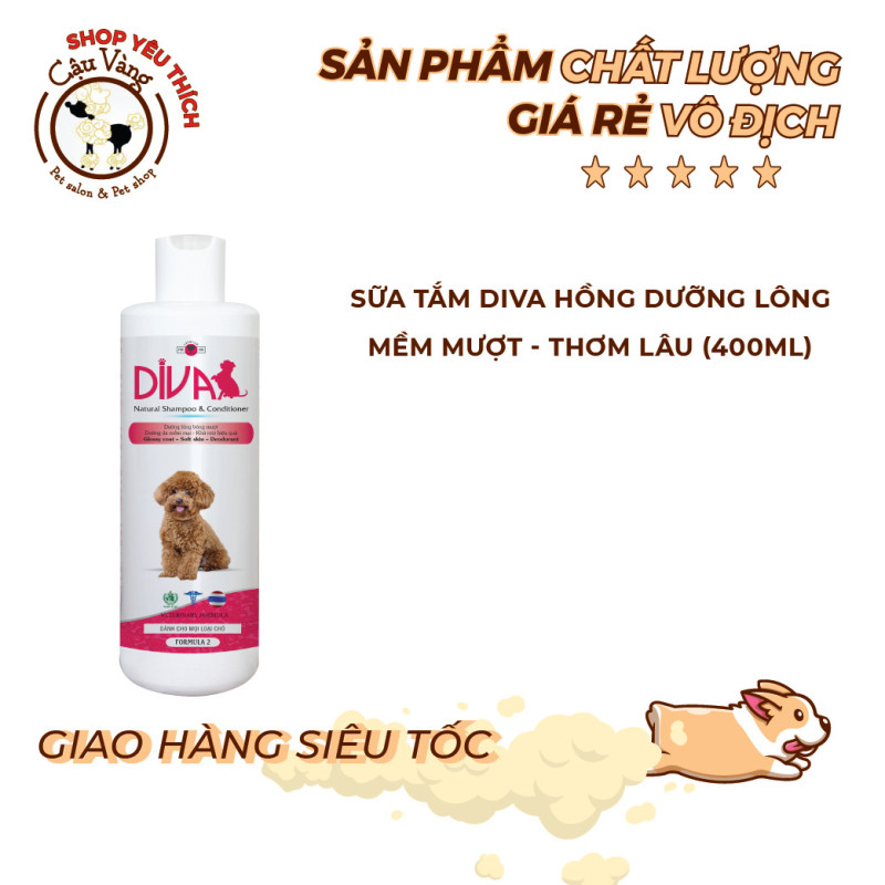Siêu Rẻ Sữa tắm cho chó DIVA dưỡng ẩm khử mùi 260 ml