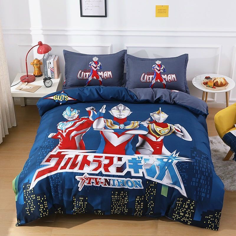 Trọn bộ chăn ga gối cotton tina 3 anh em siêu nhân.siêu cute dễ thương. evex shop