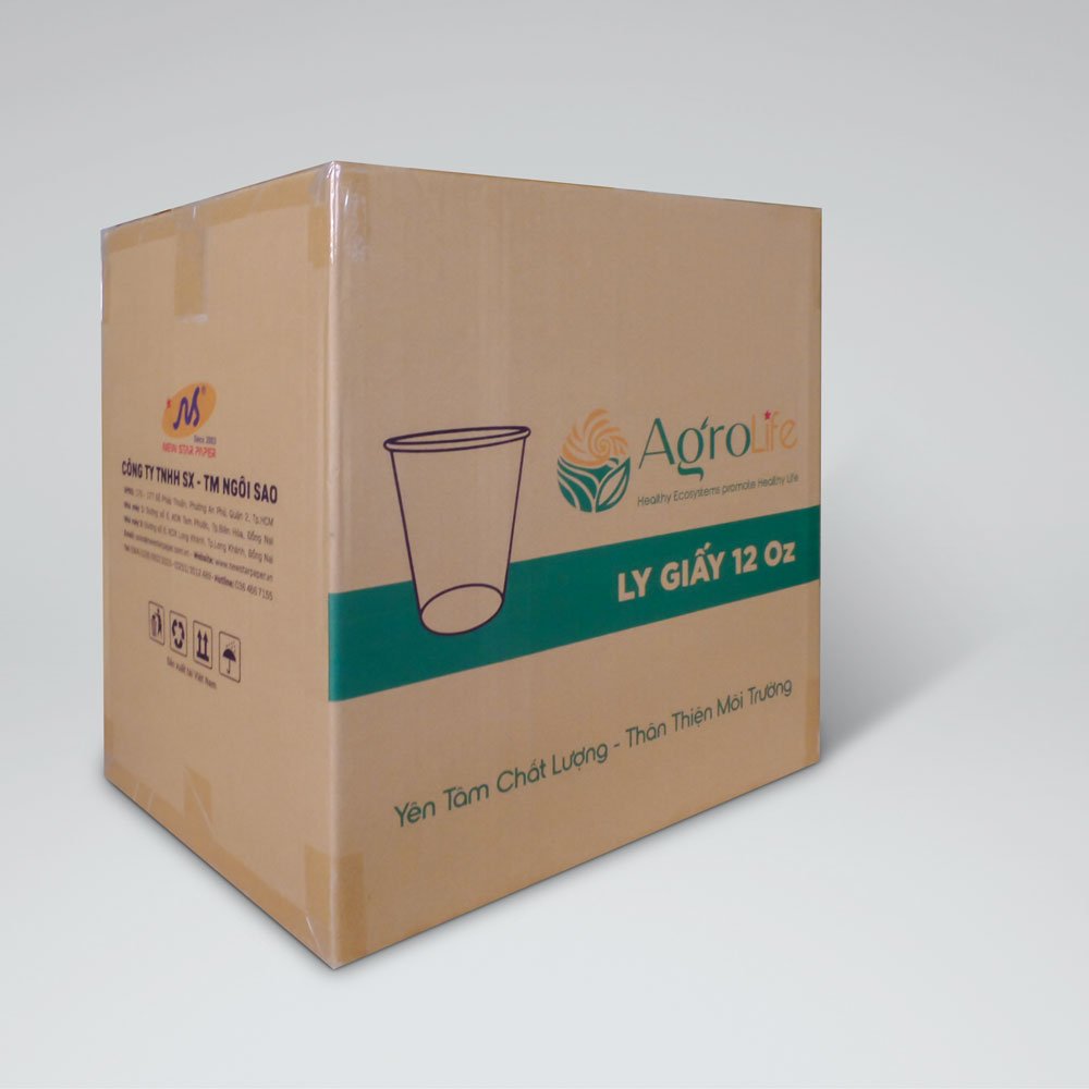 Ly giấy 12oz~354ml - Lốc 50 ly giấy trơn