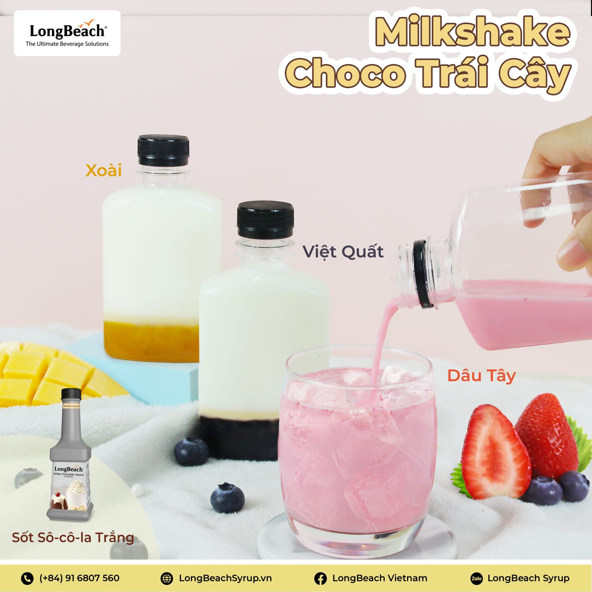 Sốt Sô-Cô-La Trắng LongBeach 900ml