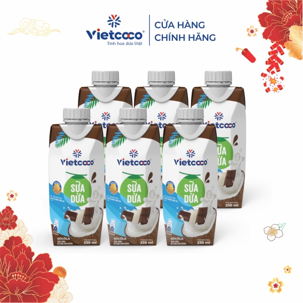 Combo 6 hộp sữa dừa UHT Socola Vietcoco - hộp 330ml