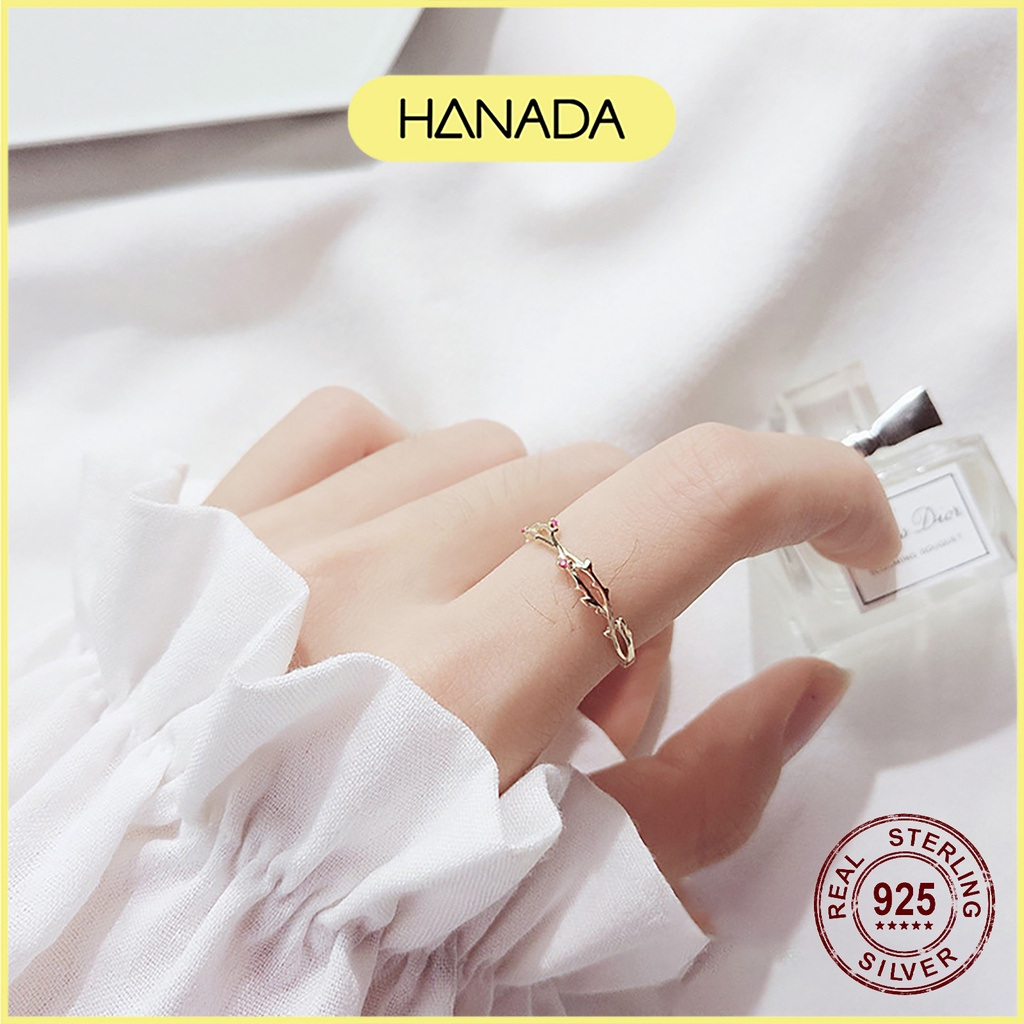 [HCM] Nhẫn Bạc 925 Hanada Hoa Hồng 0062