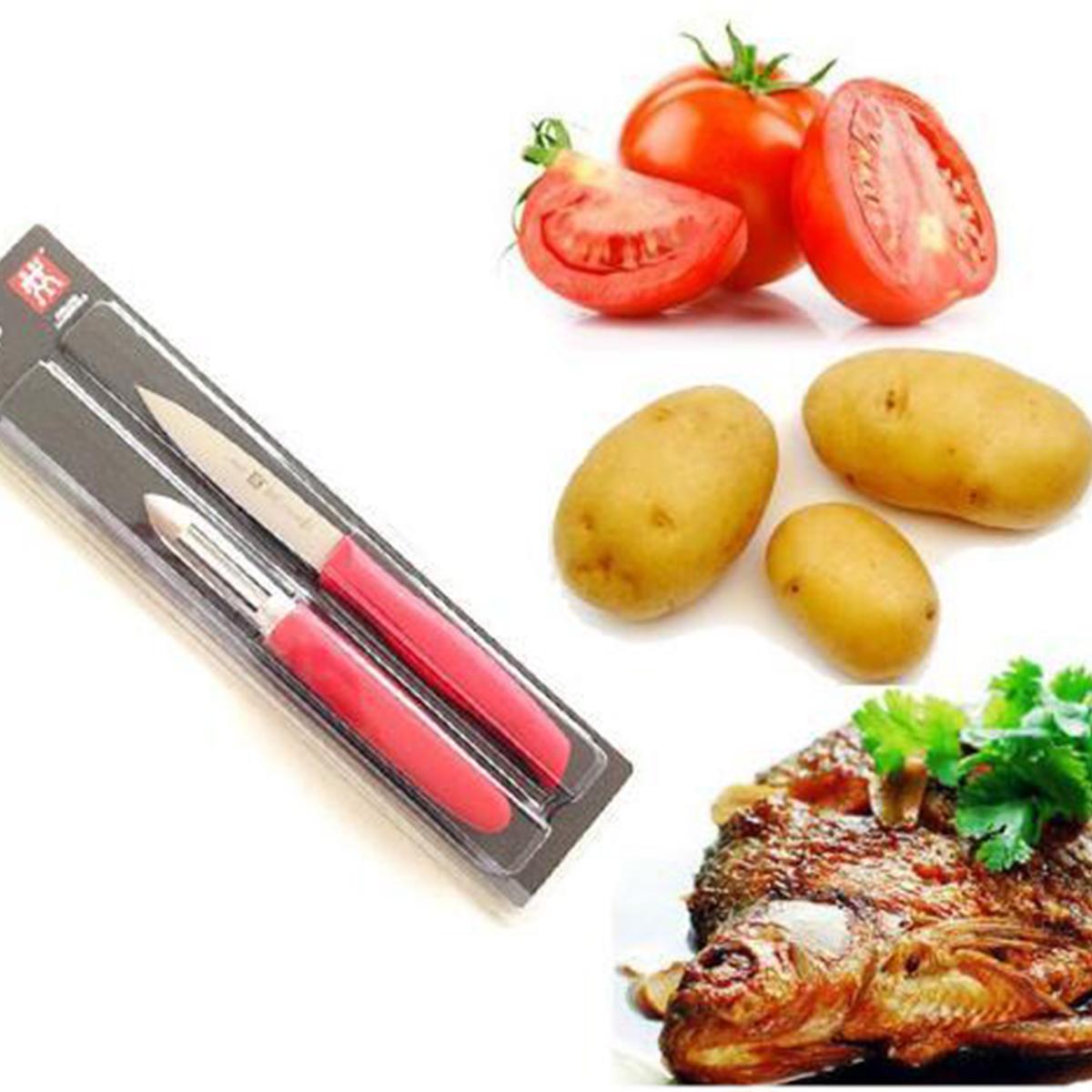ZWILLING - Bộ dao làm bếp Twin Grip màu đỏ - 2 món