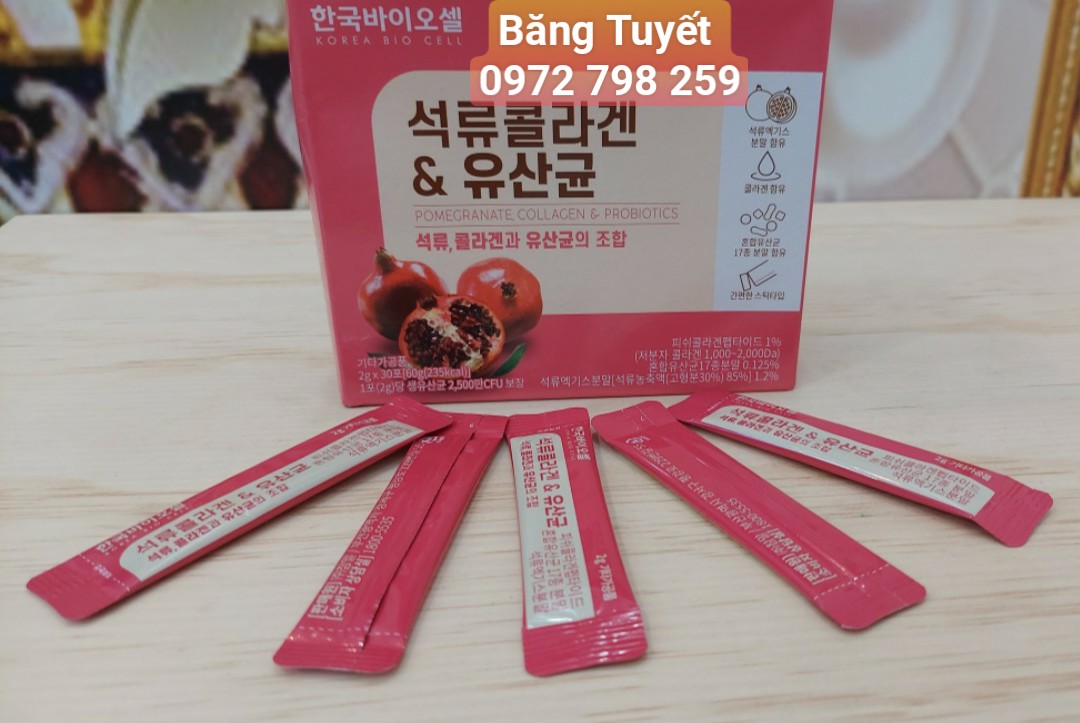 Bột collagen uống lựu đỏ Hàn Quốc 30 Gói