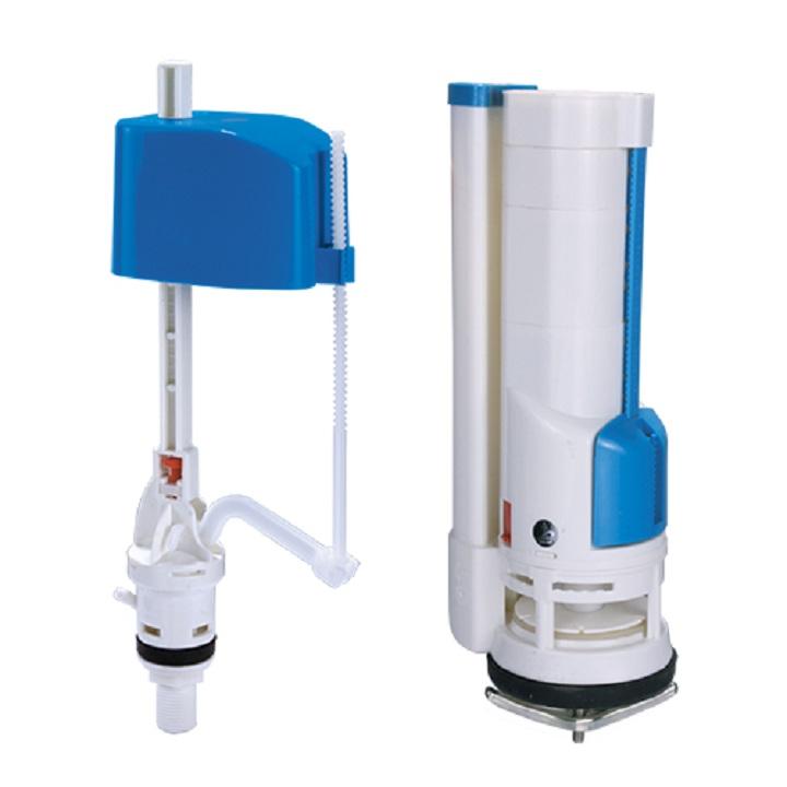 Bộ ruột thay thế 2 nút nhấn dành cho bồn cầu liền khối, cọc xả nước cao 19cm