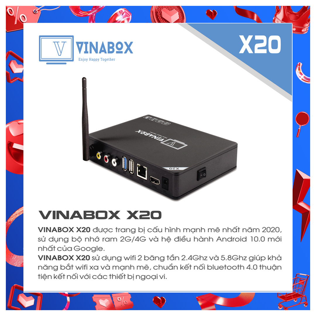 VINABOX X20 PHIÊN BẢN RAM 4GB - ANDROID 10 SIÊU MƯỢT