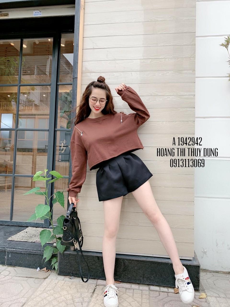 Áo Thun Tay Dài Form Croptop Phối Dây Kéo Ở Tay Mẫu Mới Phong Cách TTS0725