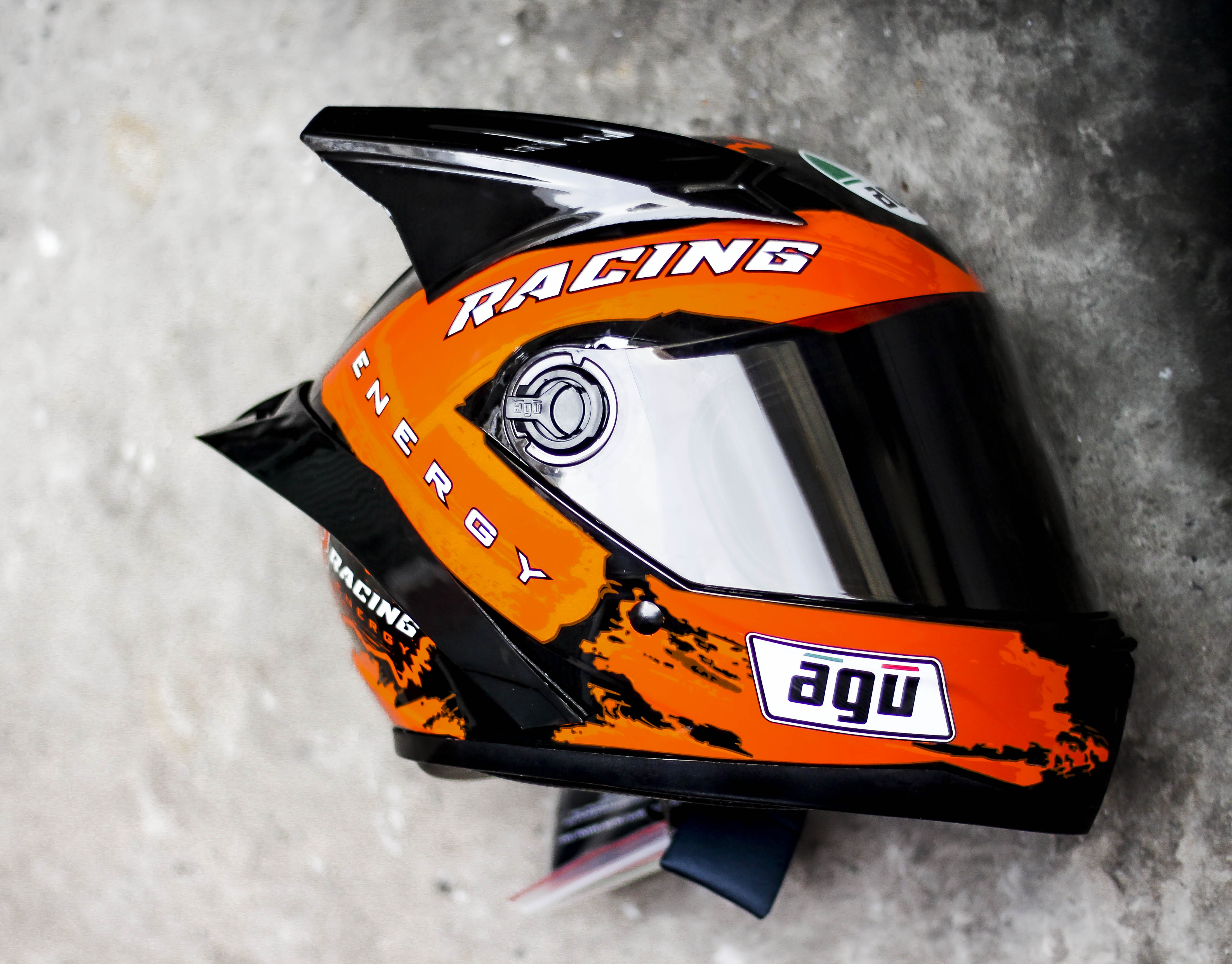 Mũ Fullface RACING CAM gắn Sừng rùa + Đuôi gió và túi đựng nón