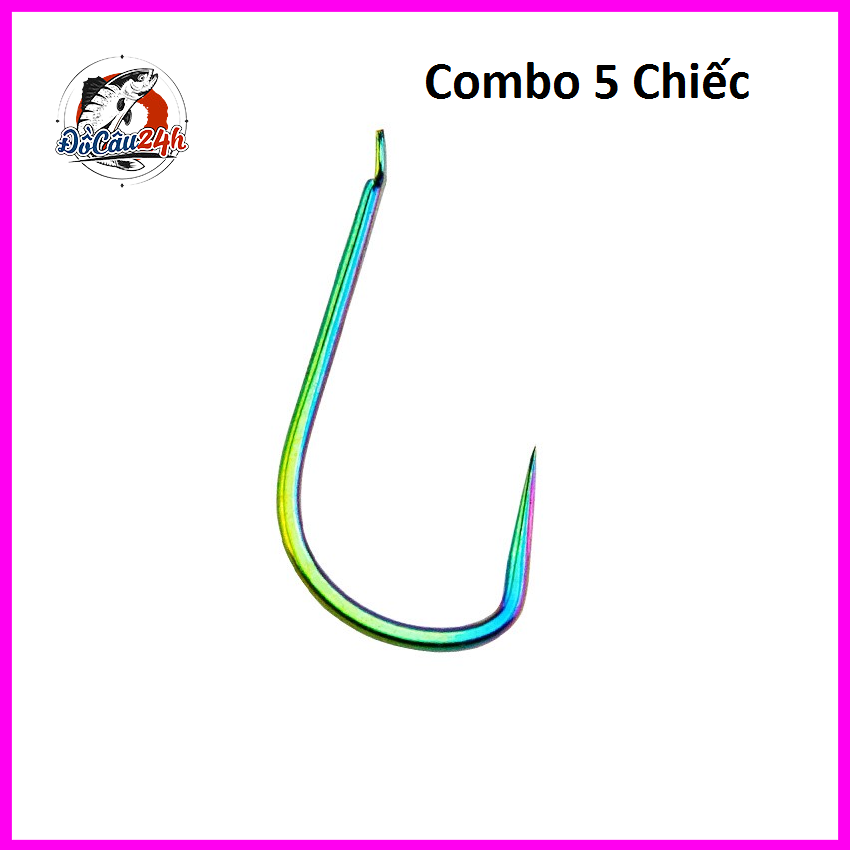 [Combo 5 Cái] Móc Lưỡi Câu TiTan 7 Màu Không Ngạnh Cực Chắc Chắn Dùng Cho Cần Câu Tay
