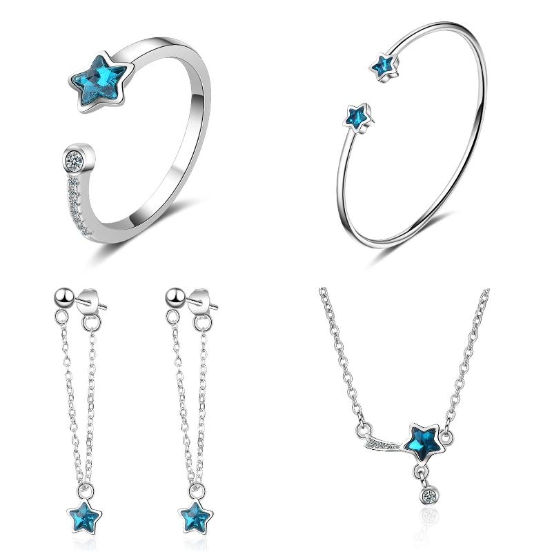 Bộ trang sức 4 món ngôi sao xanh blue star s925 set 4