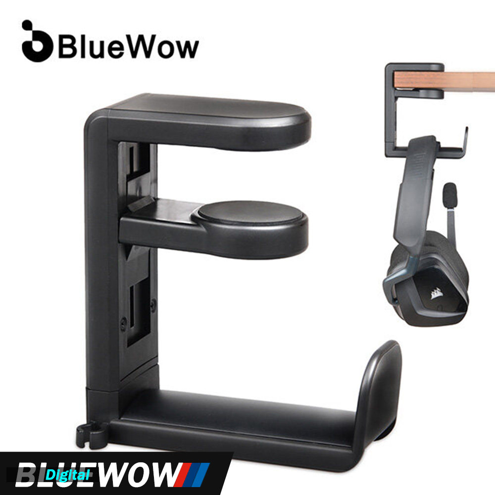 BlueWow T004 PC Gaming Headphone Hook Holder Hanger Mount Headset Stand With Adjustable & Rotating Arm Clamp Desk Mount Universal Bag Bracket