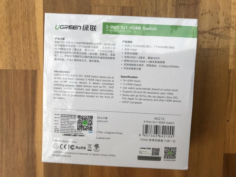 Bộ Chia HDMI 3 Vào 1 Ra Ugreen UG - 40215