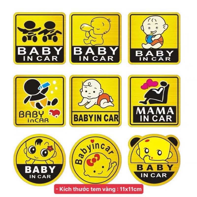 Tem/Miếng dán phản quang xe ô tô Baby In Car