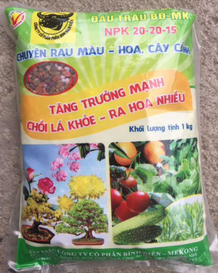 Phân Bón Tổng Hợp Npk Đầu Trâu 20-20-15. Gói 1 Kg