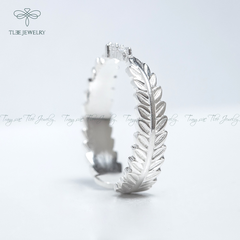Nhẫn bạc nữ TLEE lá Henna nạm đá cao cấp TleeJewelry A0152