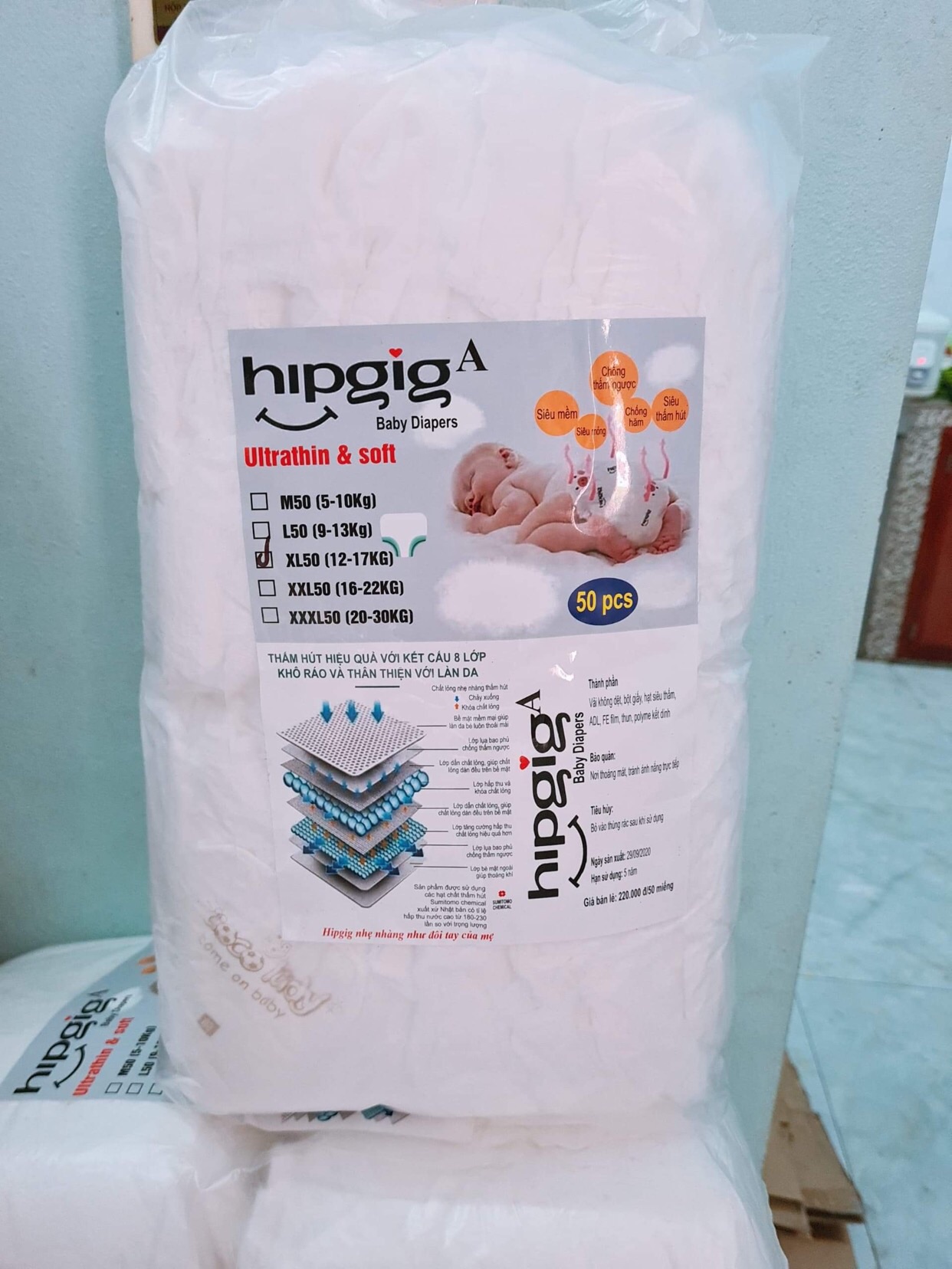 Bỉm Hipgig A 100 miếng đủ các size