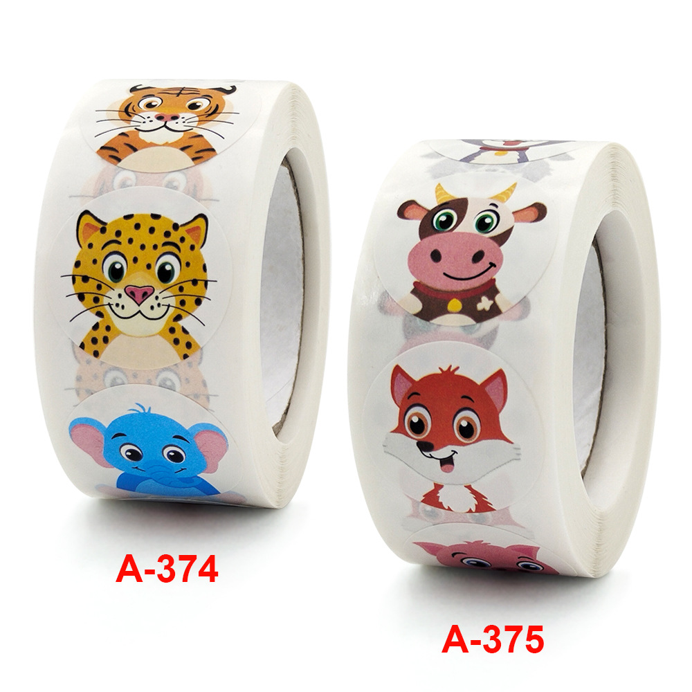 Cuộn 500 tem Sticker Hình thú dễ thương cho bé  - 2.5cm