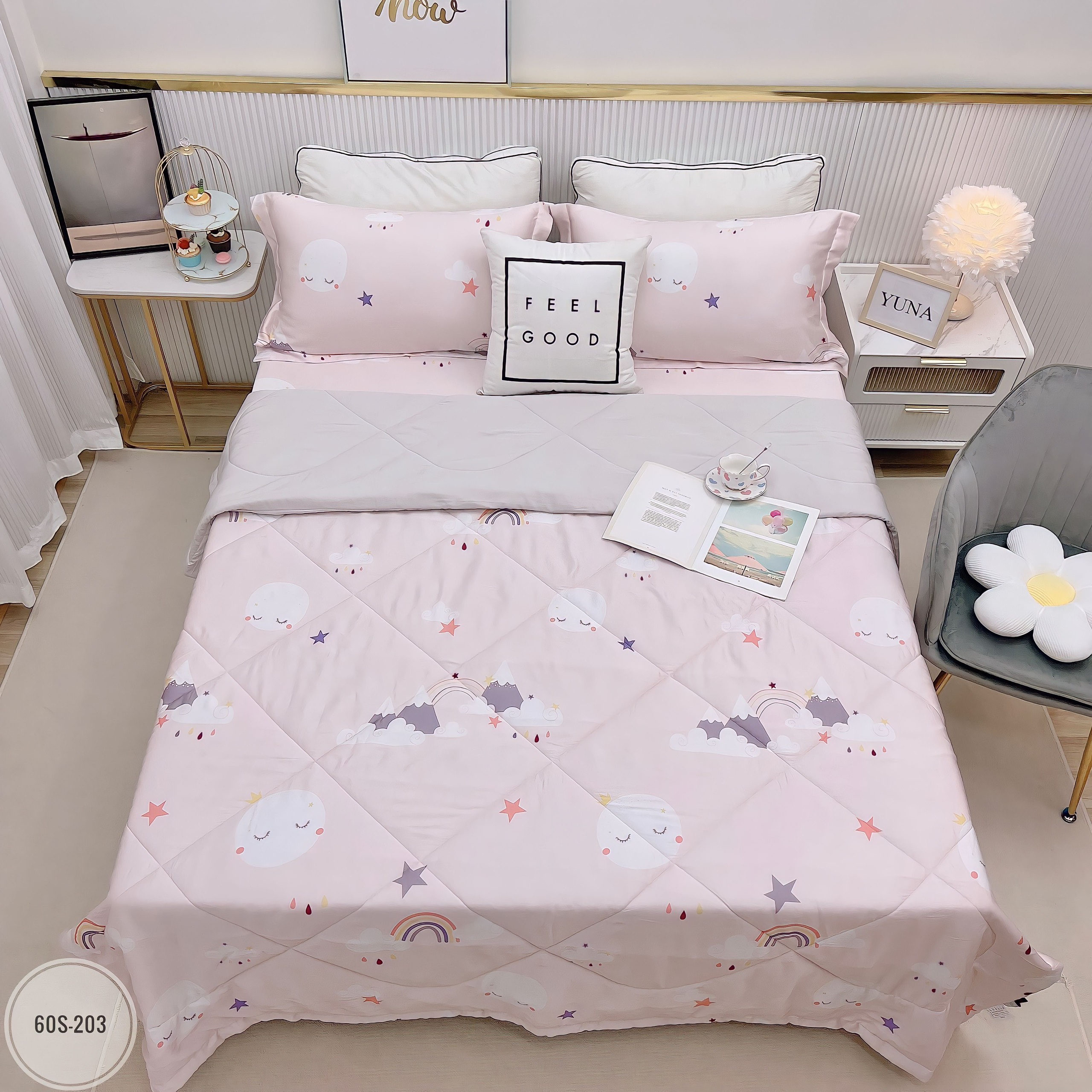 1.Bộ chăn ga gối LỤA TENCEL 60S ( ảnh shop tự chụp )