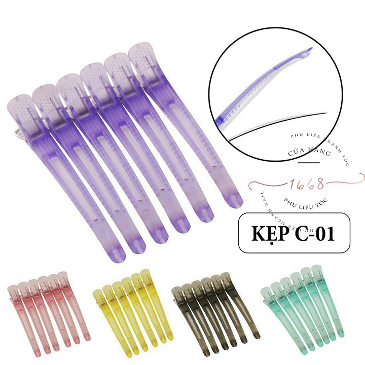 Kẹp vịt - kẹp chia tóc mỏ vịt cá sấu lốc 6 kẹp