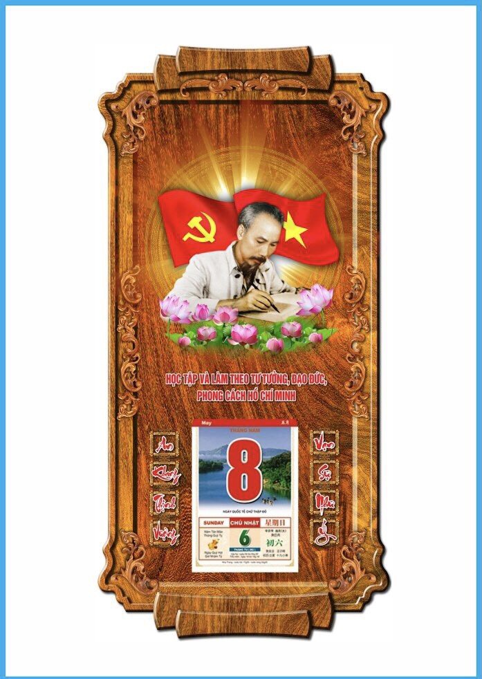 [HCM]LỊCH TREO TƯỜNG BÁC HỒ CỜ ĐỎ