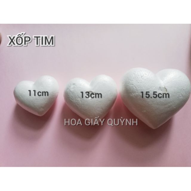 XỐP TRÁI TIM 11-13-15cm - Làm mô hình thủ công, trang trí