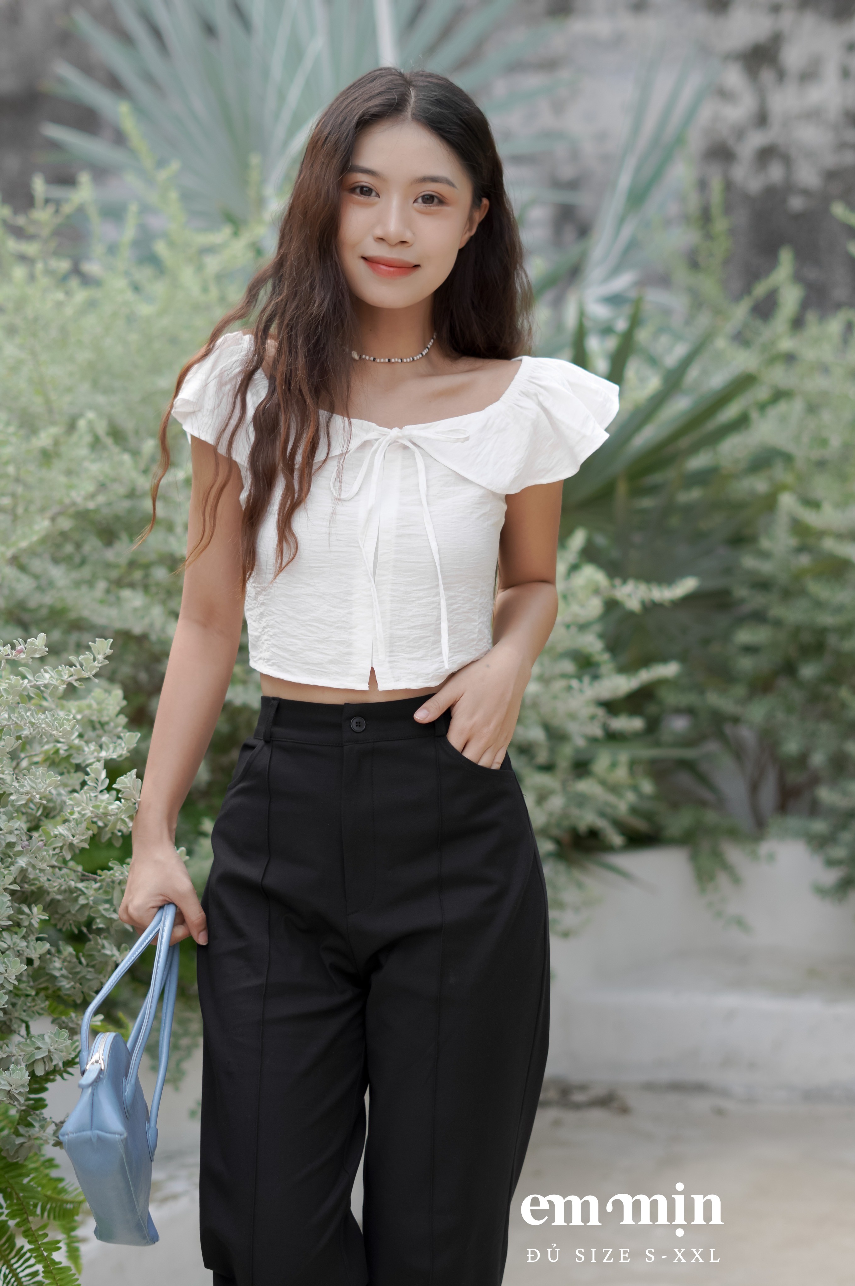 Quần dài đen may ly chất Boi chéo co giãn