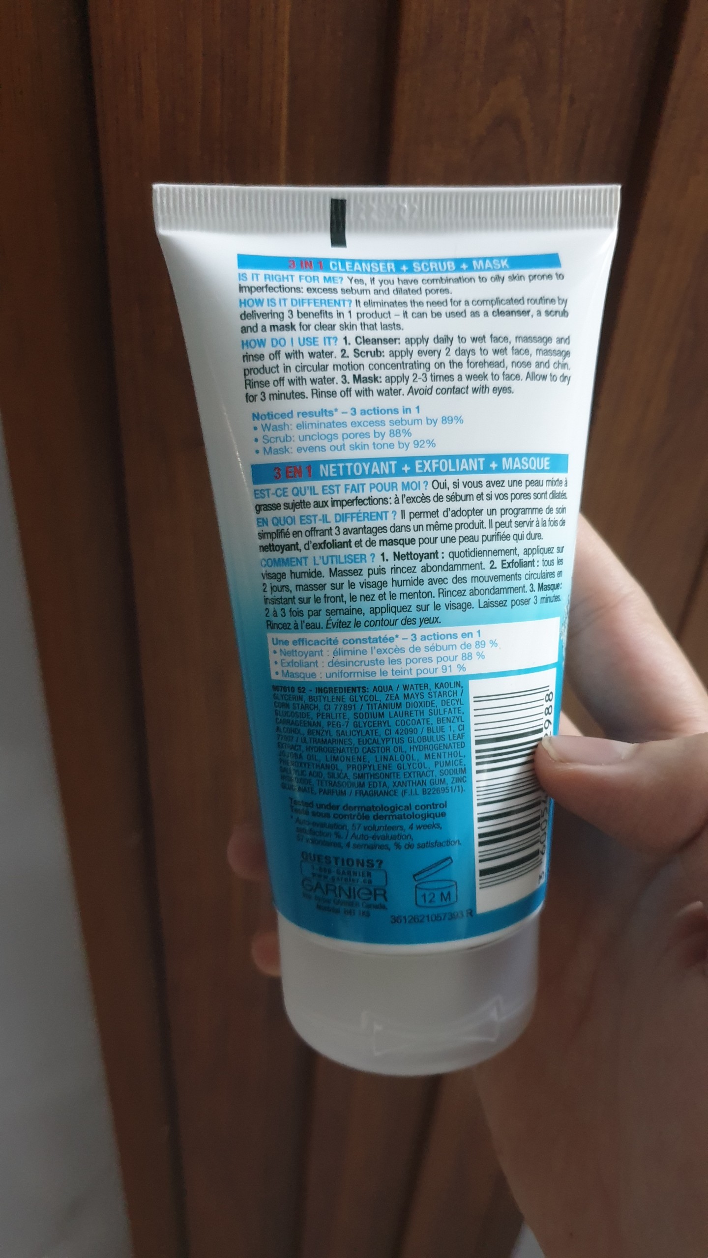 Sữa Rửa Mặt Garnier skin active 3 trong 1 Xách tay từ mall Canada, Chính Hãng 100%, Ship toàn quốc