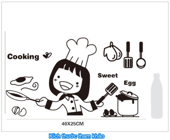 Decal trang trí tường - Cô gái đầu bếp-DB0212C