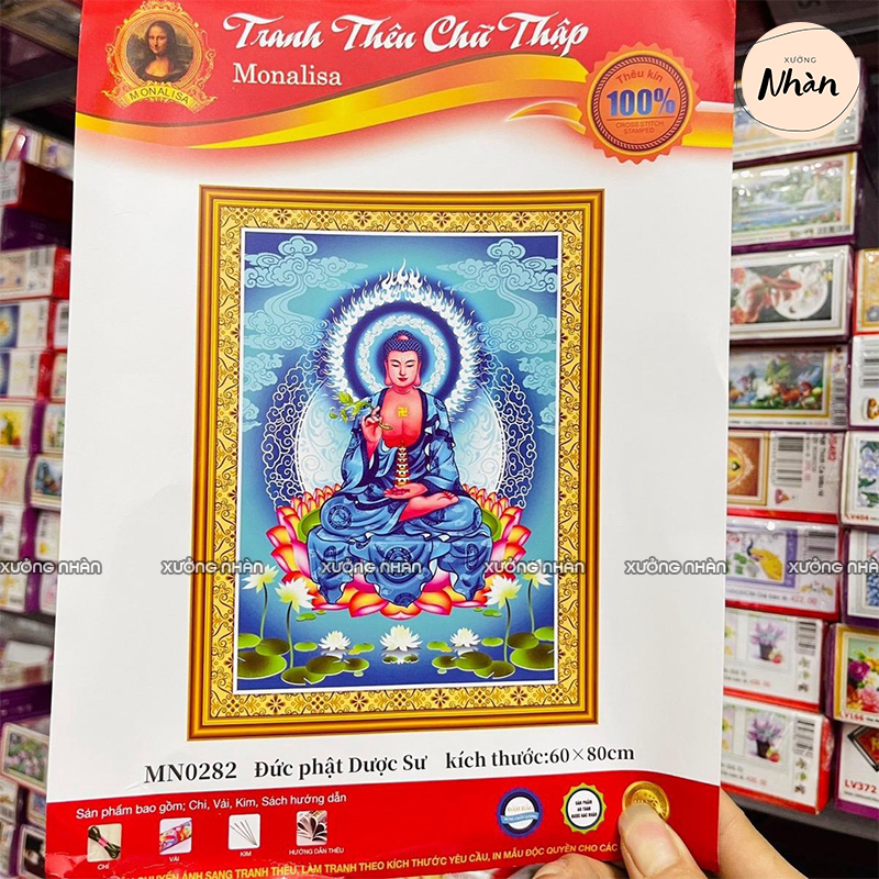 Tranh thêu kín phật - kt 60x80cm - mã mn0282 - tranh chưa thêu