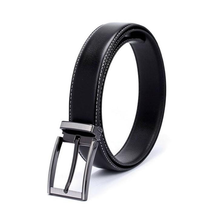 Thắt lưng nam da bò viền chỉ màu đen HK4129