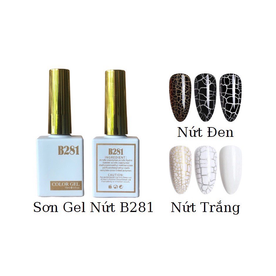 Sơn Gel Nứt B281 Cao Cấp - Sơn Nứt Trắng, Đen chai 15ml